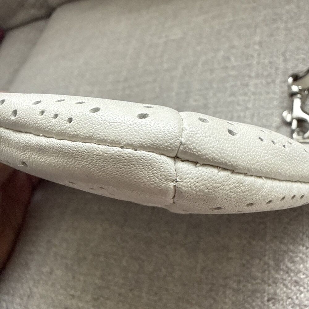Coach Ivory Perforated Signature Leather Wristlet Pouch Zip Clutch Y2K - Picture 7 of 11